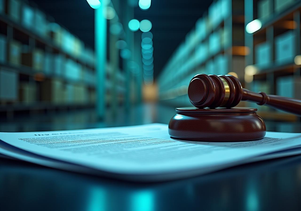 Legal document and professional logistics background
